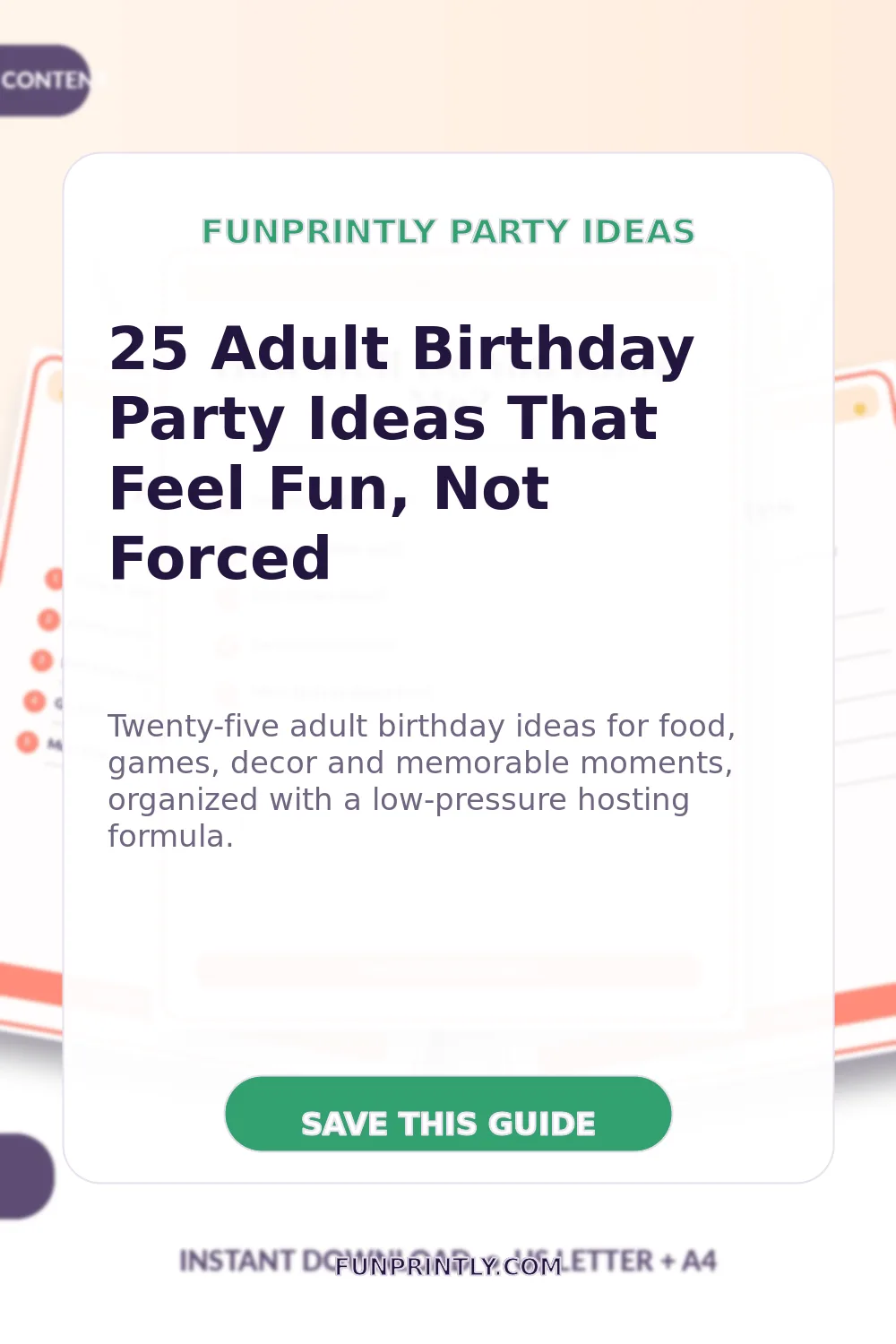25 Adult Birthday Party Ideas That Feel Fun, Not Forced printable party game ideas for Pinterest