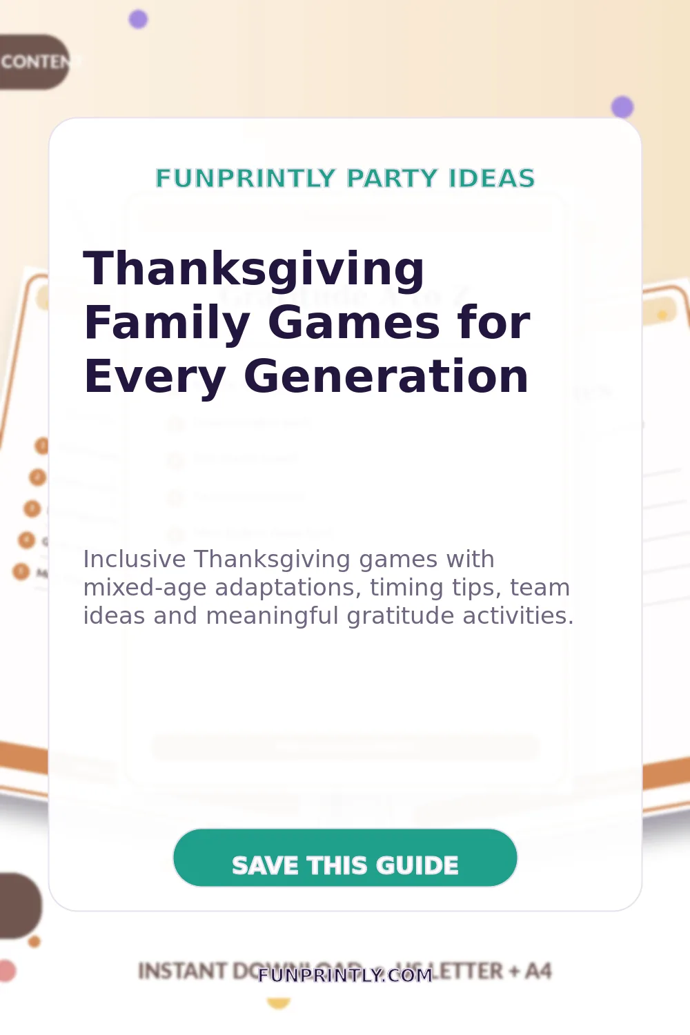 Thanksgiving Family Games for Every Generation printable party game ideas for Pinterest