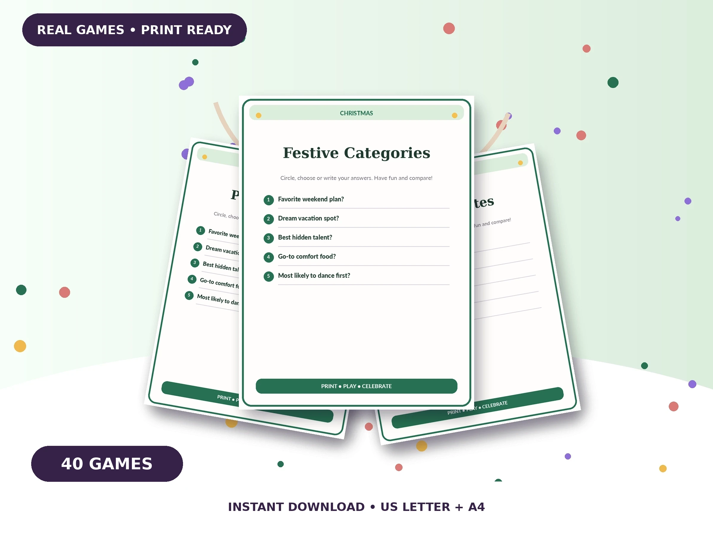 40 Christmas Games: Mega Bundle printable game preview