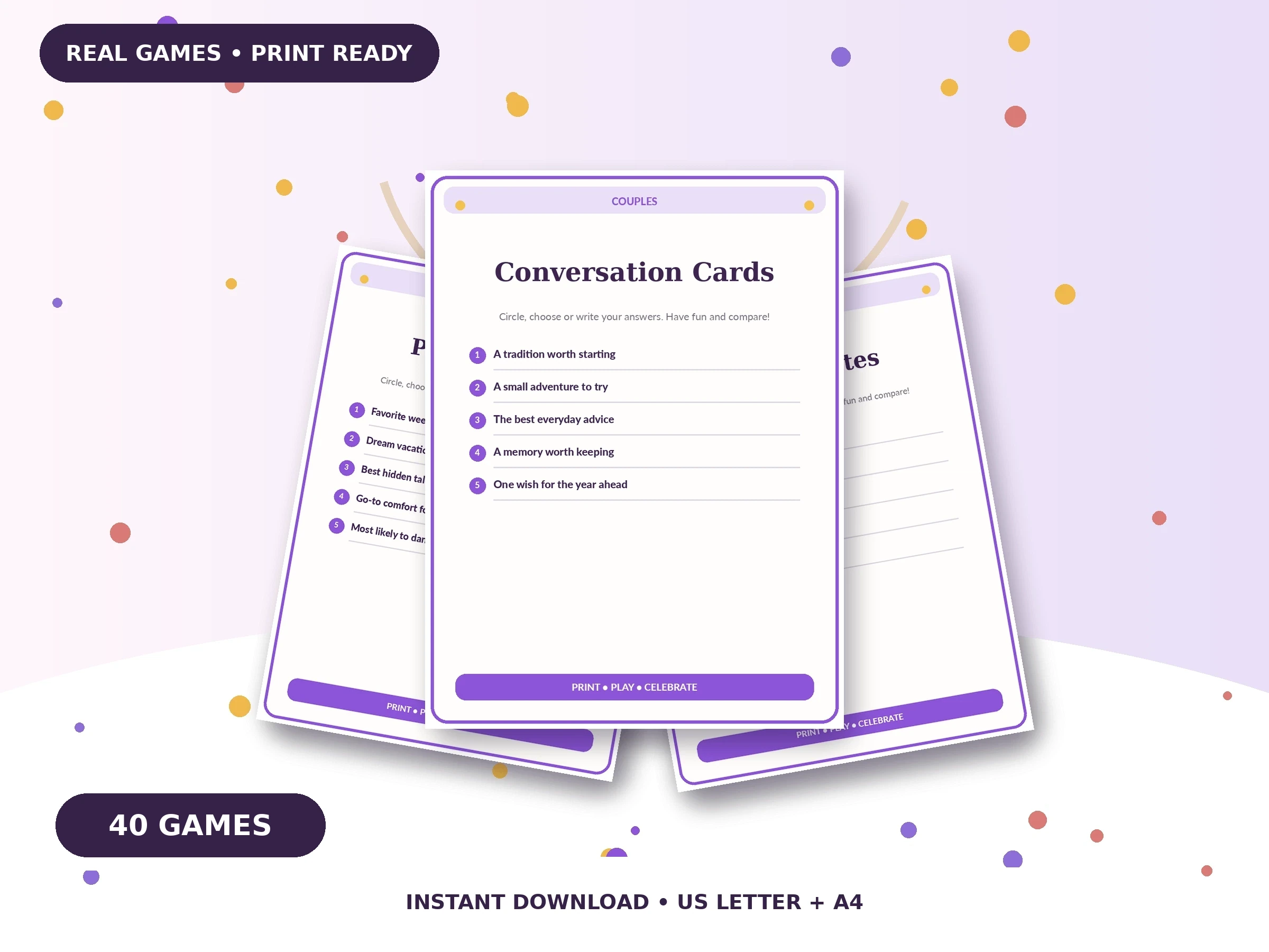 40 Couples Games: Mega Bundle printable game preview