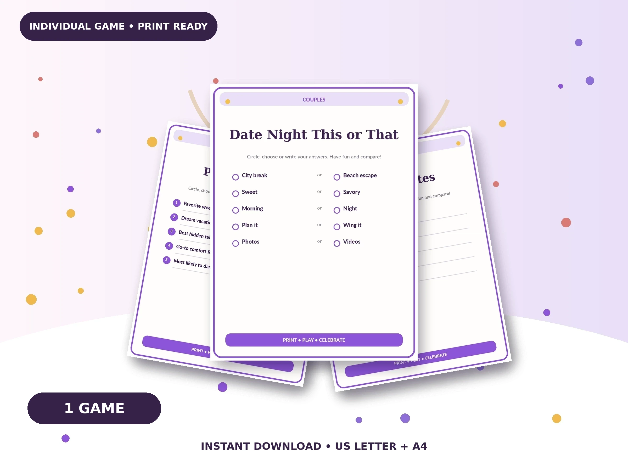 Couples This or That printable party game preview