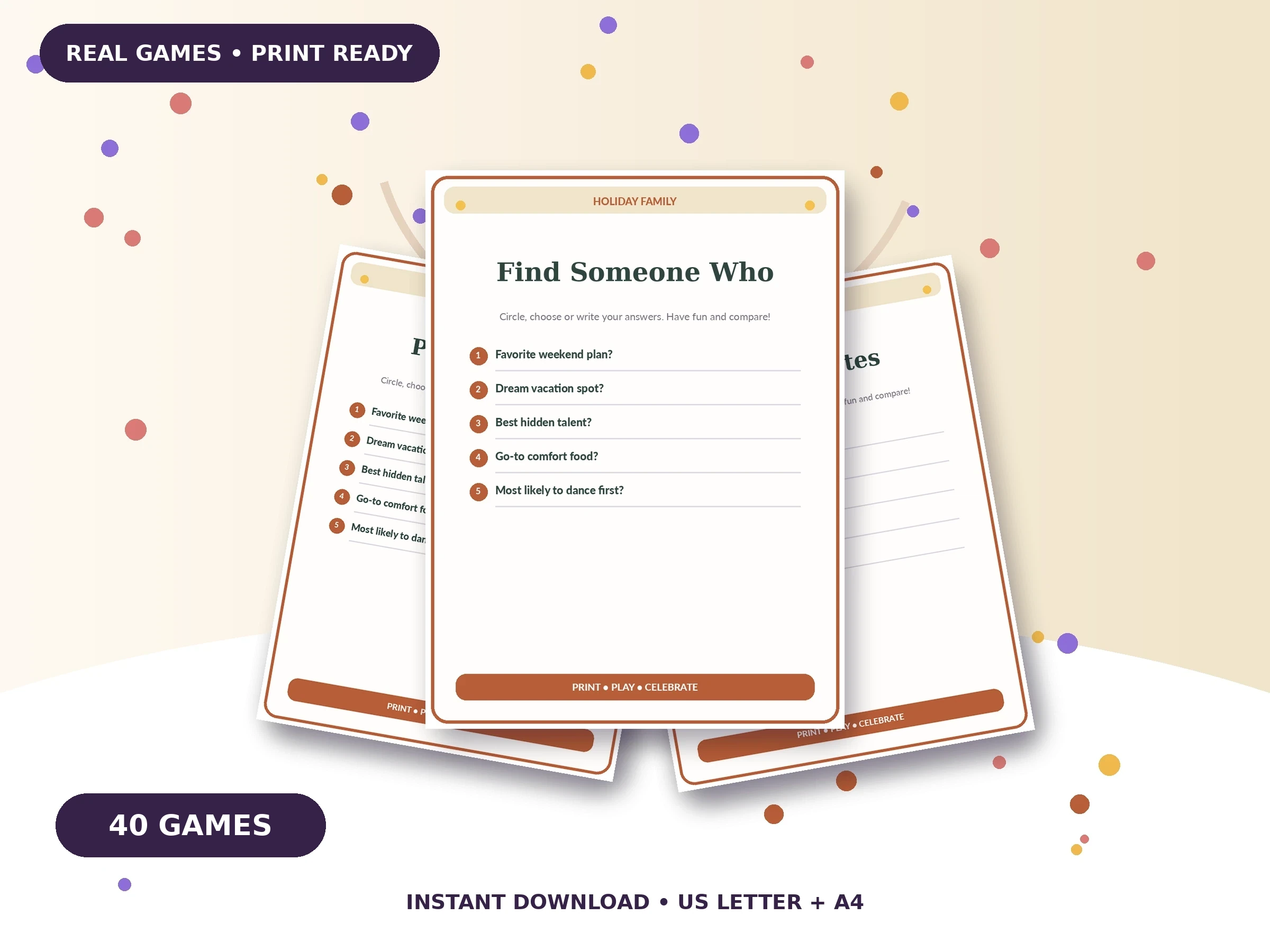 40 Family Games: Mega Bundle printable party game preview
