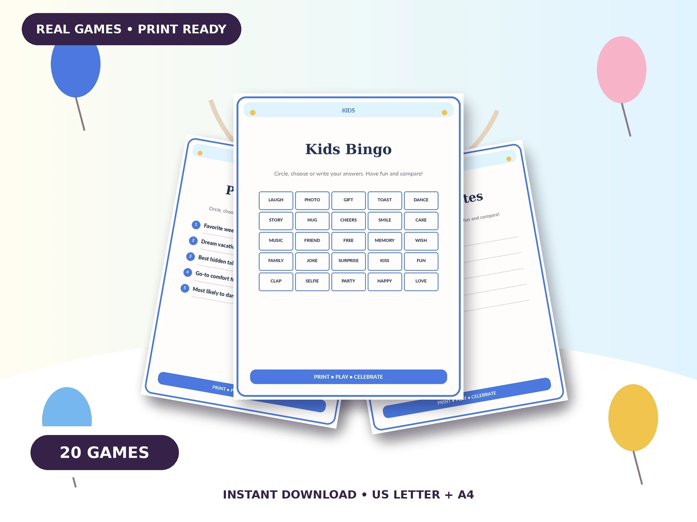 20 Kids Games: Bestseller Bundle printable game preview