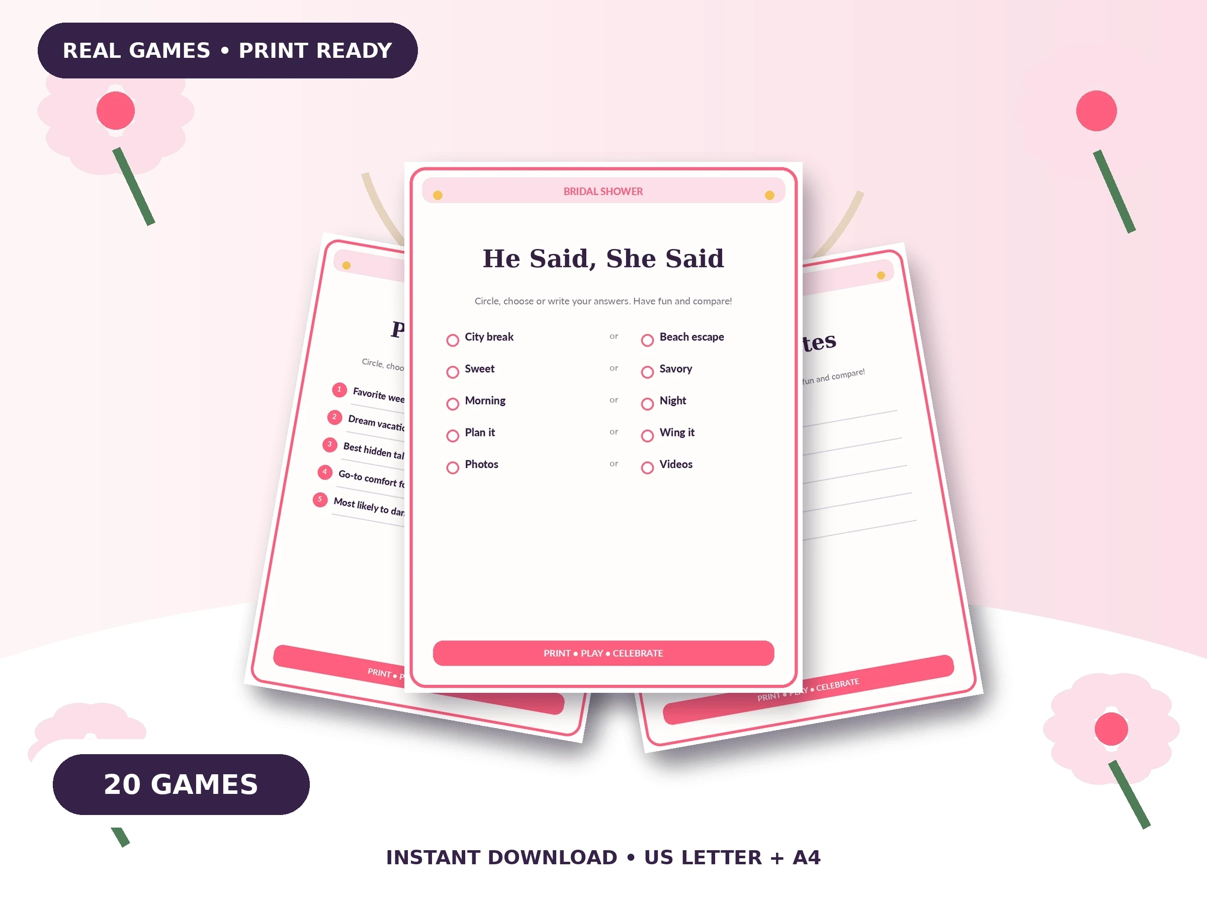 Bridal Shower Games Bundle: 10 Guest-Favorite Games Everyone Will Actually Enjoy printable party game bundle preview