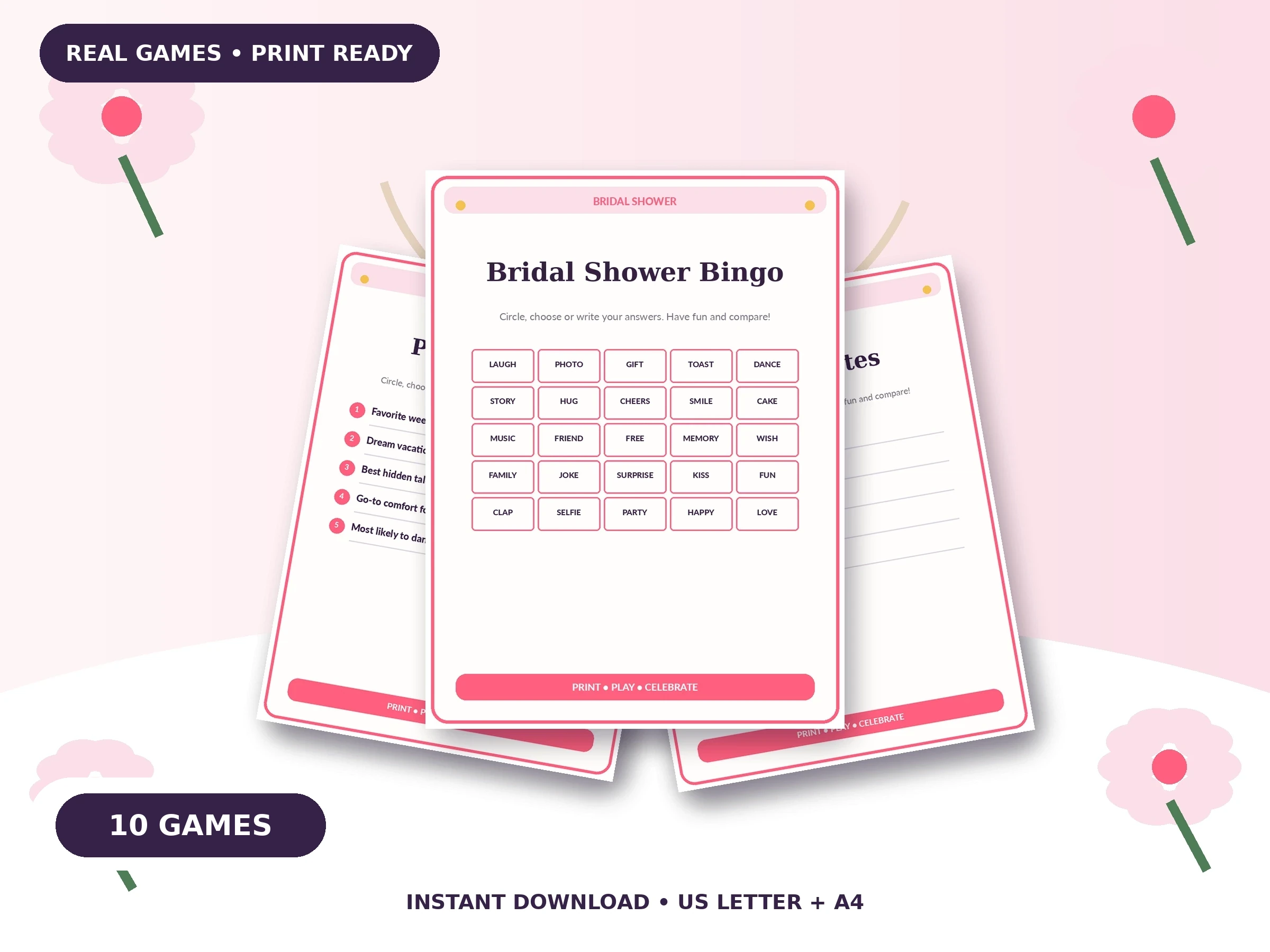 Bridal Shower Games Bundle: 10 Guest-Favorite Games Everyone Will Actually Enjoy printable party game bundle preview