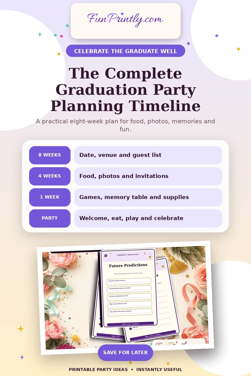 The Complete Graduation Party Planning Timeline printable party game guide for Graduation celebration