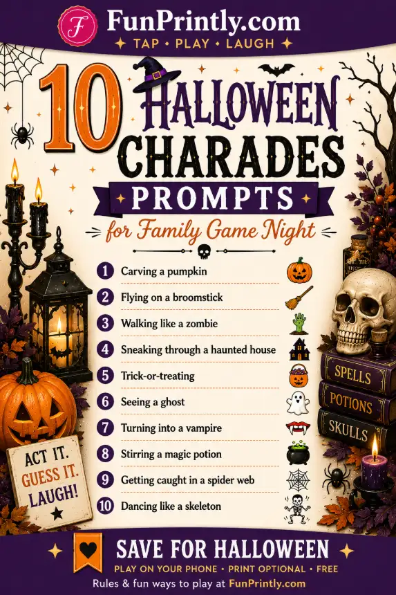 Halloween charades game by FunPrintly