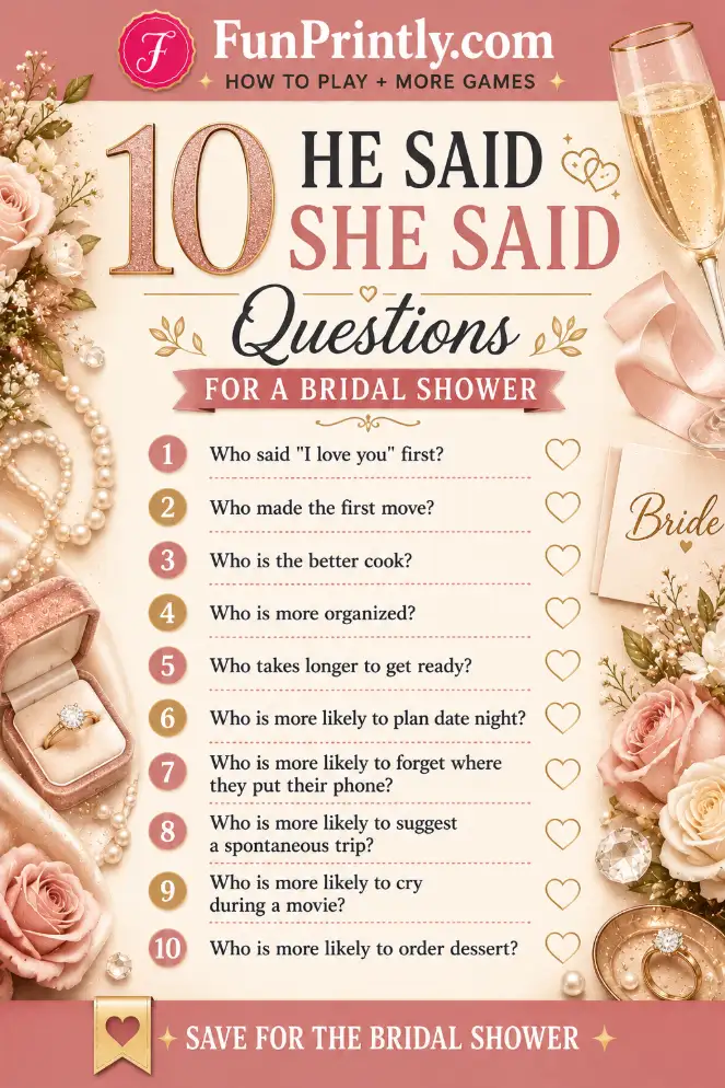 He Said She Said questions game by FunPrintly