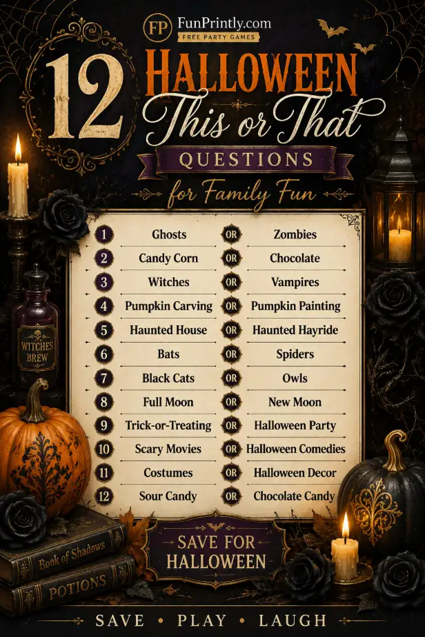 Halloween This or That questions game by FunPrintly