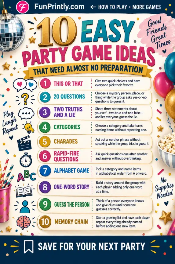 party game ideas game by FunPrintly