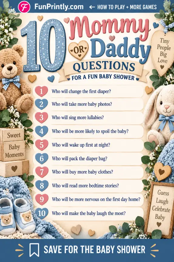 Baby Shower party games game by FunPrintly