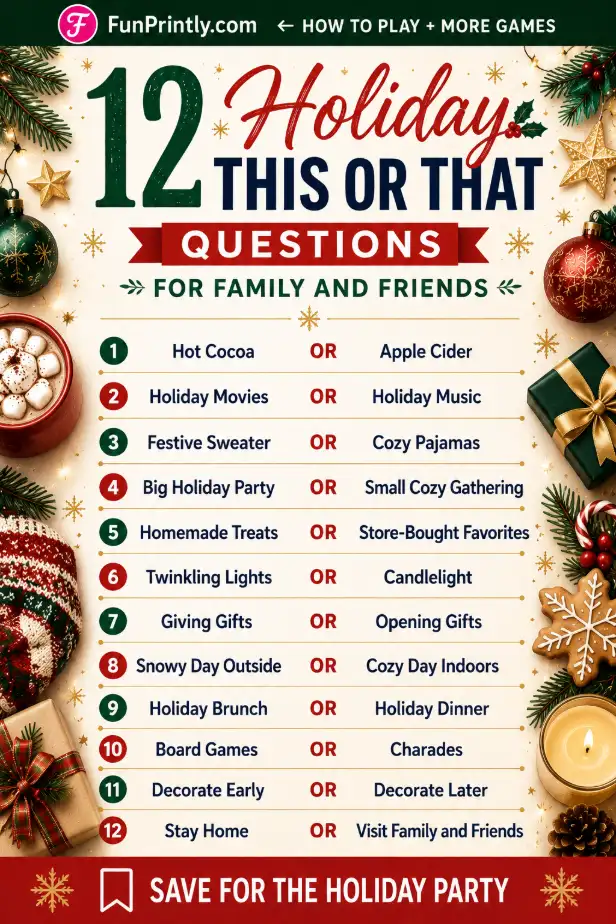 Holiday This or That questions game by FunPrintly