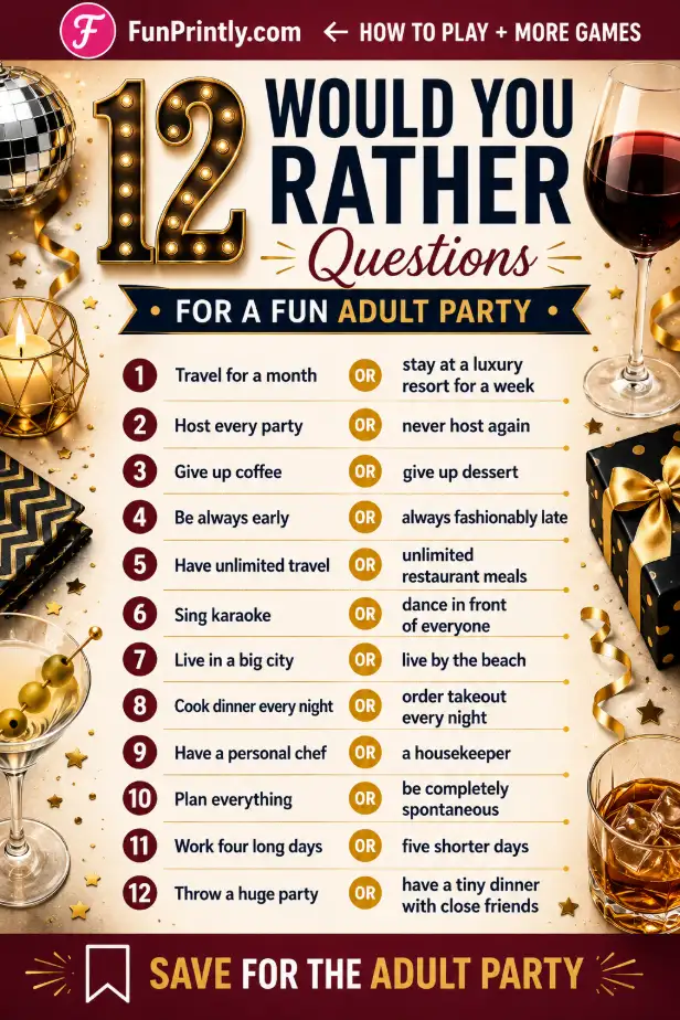Would You Rather questions game by FunPrintly