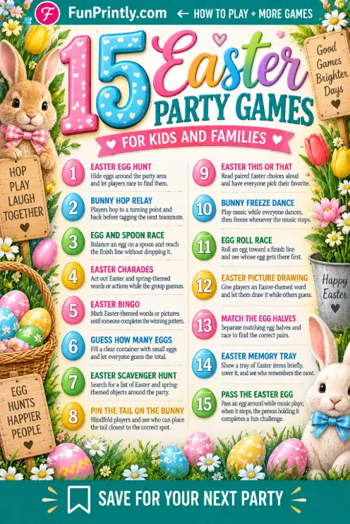 Easter party games game by FunPrintly