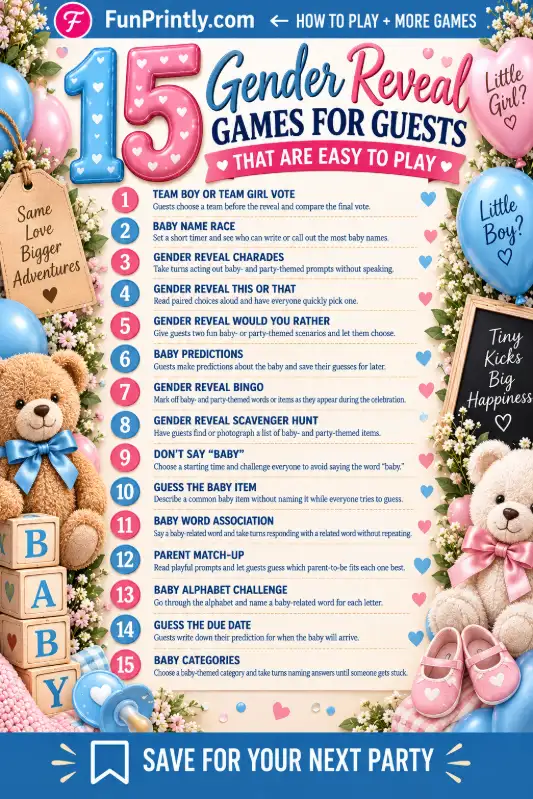 Gender Reveal Games game by FunPrintly