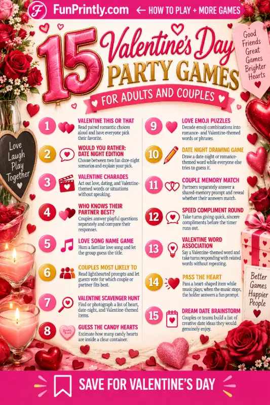 Valentine's Day party games game by FunPrintly